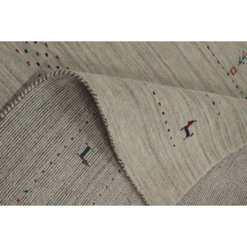 Hand Knotted Oriental 100% Wool Carpet Tribal Animal Pictorial Beige & Ivories Gabbeh Area Rug - 7' 8'' X 5' 0''