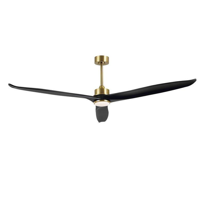 72" 3-Blade Solid Wood Ceiling Fan with LED Light and Remote Control