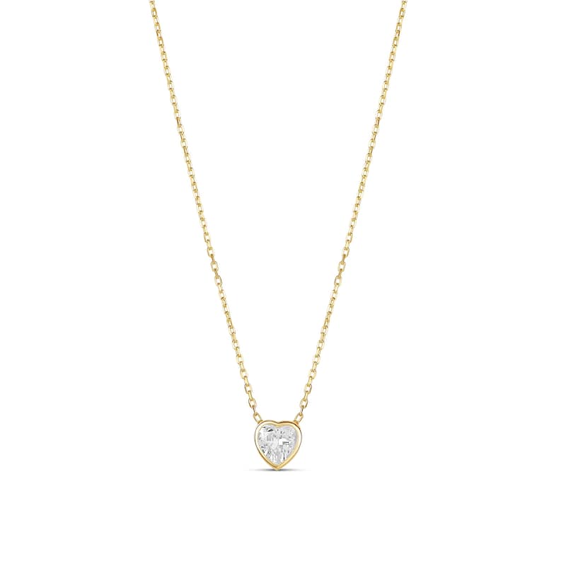 SHYMI Mini Bezel Solitaire Necklace - Gold Heart - Yellow