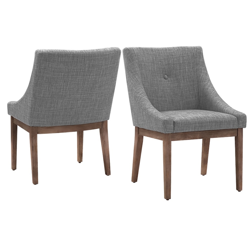 Voyager Button Tufted Slope Arm Linen Dining Chair (Set of 2) by iNSPIRE Q Artisan