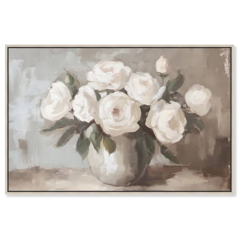 Creamy Cascade Cluster II Canvas by Art Remedy - 24" x 16" - Silver