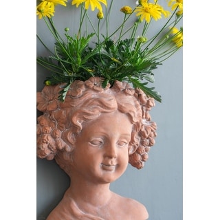 8x4x9" Visage Head Bust Planter, Brown - Home Wall Planter