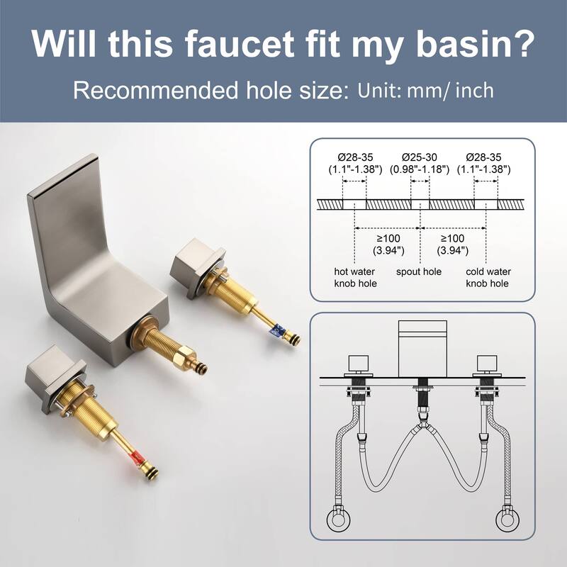 Widespread Bathroom Sink Faucet 3 Holes Waterfall Bathroom Faucet 8 Inch Modern Double Handle Vanity Basin Faucets With Valve