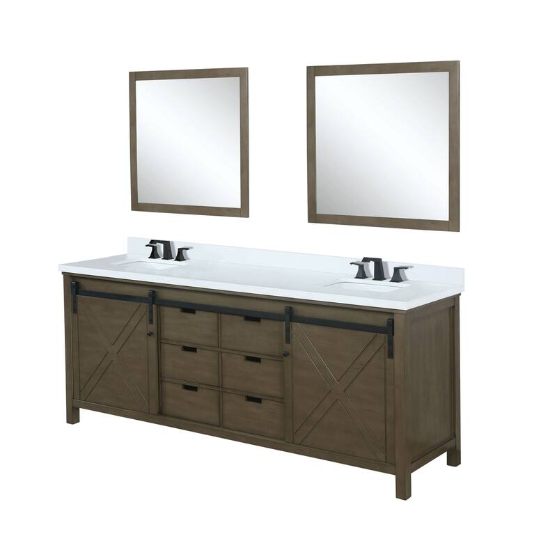 Marsyas Bath Vanity, Cultured Marble Countertop, Faucet Set and Mirrors