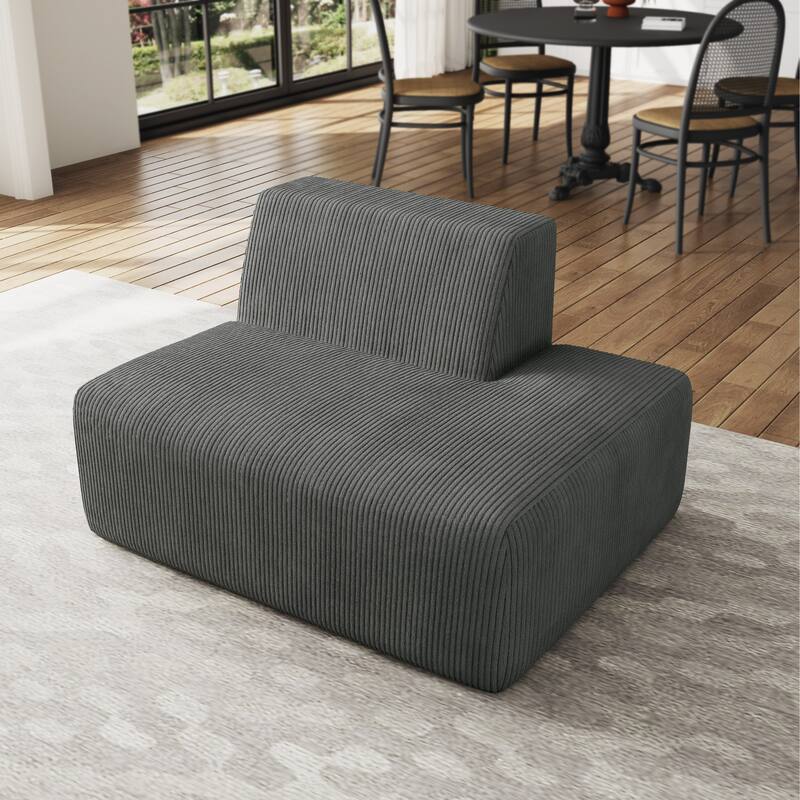 Modern Chaise Lounge Indoor Corduroy Sofa - GRAY/RIGHT