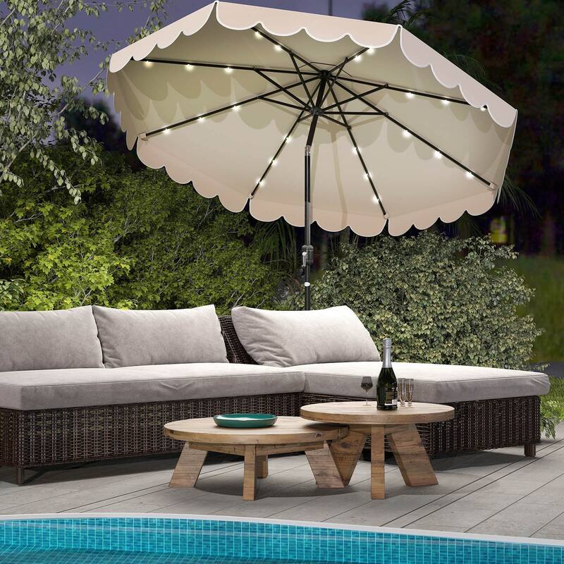 Costway 10 FT Solar Patio Umbrella with 24 LED Lights 8 Ribs & Tilt