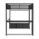 preview thumbnail 27 of 28, LED Design Full Size Metal Loft Bed with Desk,Open Wardrobe and 3 Linen Storage Drawers