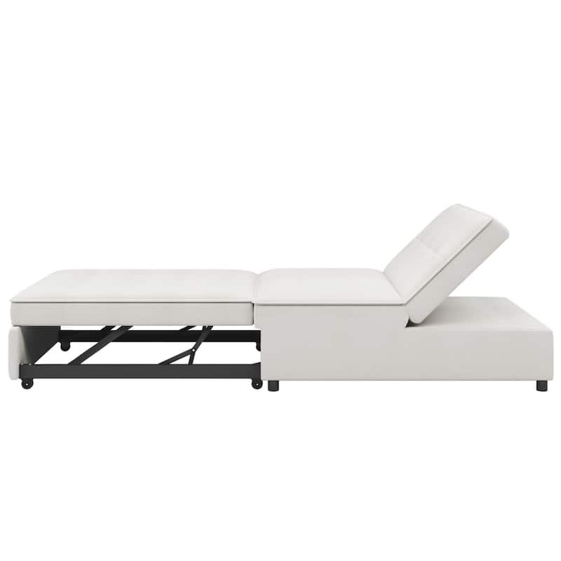 4-in-1 Convertible Sofa Bed Chair Folding Ottoman Living Room Sleeper Chaise Lounge with Adjustable Backrest USB Port and Pocket
