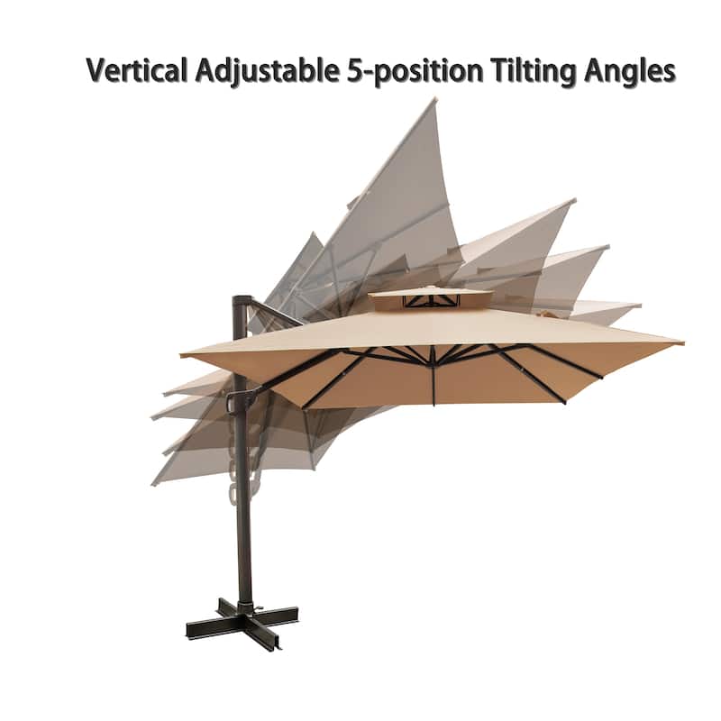 Pellebant 10 X 13 Feet Outdoor Cantilever Umbrella with Base