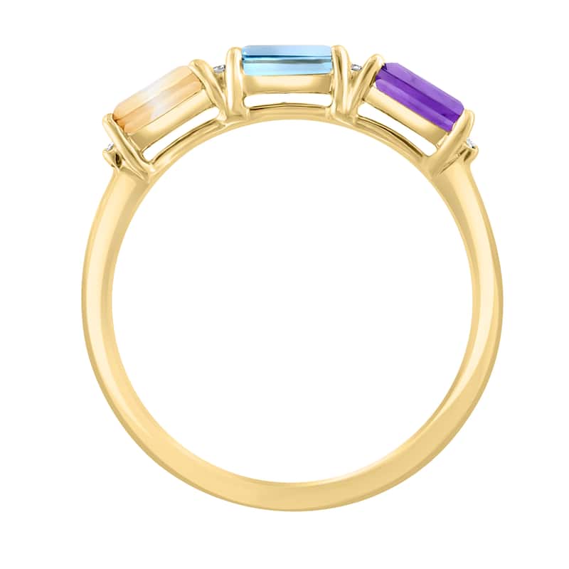 EFFY 14K Gold Diamond,Amethyst,Blue Topaz,Citrine Ring