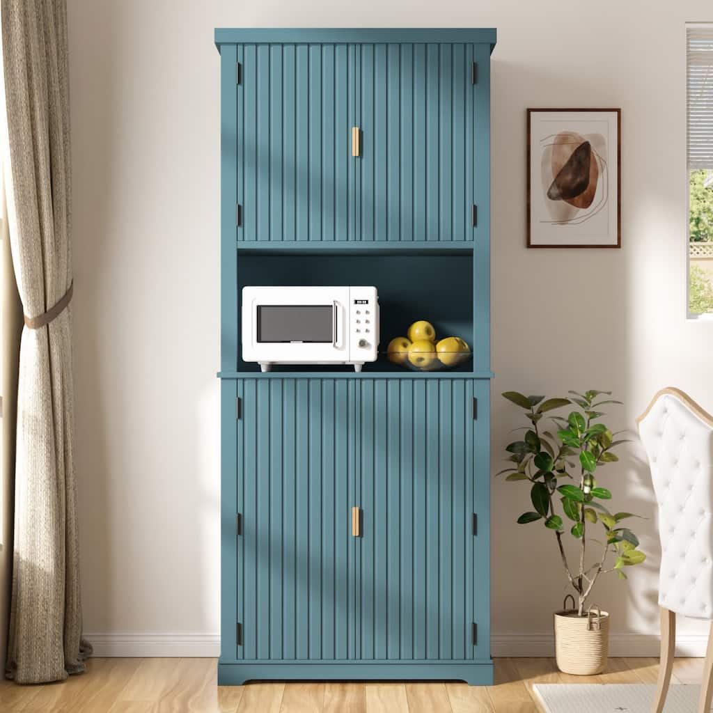 VEIKOUS Kitchen Pantry Cabinet with Anti-Drop Bars & Magnetic Doors, Water-Resistant Design for Organized Kitchen Appliances