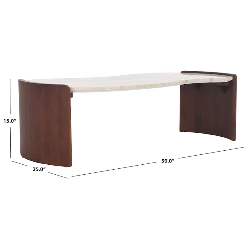 SAFAVIEH Couture Sheyenne Travertine Coffee Table - 50"W x 24"D x 15"H