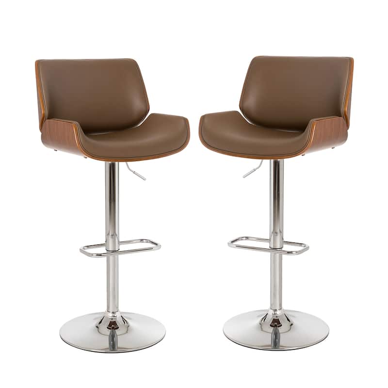 Glitzhome 46"H Mid-Century Modern Adjustable Swivel Bar Stool Set of 2