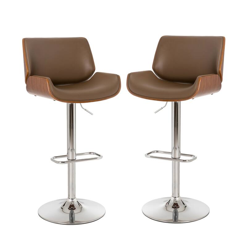 Glitzhome Set of 2 or 4 Modern Height Adjustable Faux Leather Swivel Bar Stools