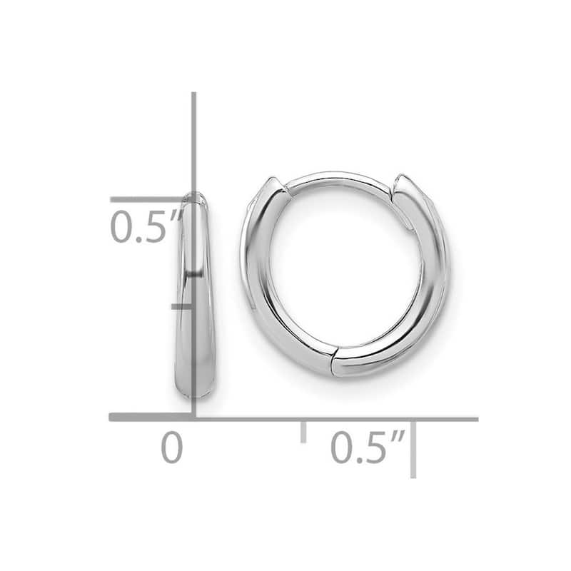 Curata 14k White Gold Polished Hinged Hoop Earrings - 11.5x12.4mm