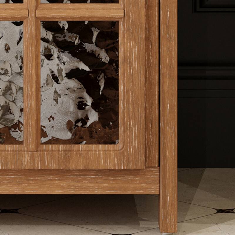 Bathroom Vanity with Sink, Freestanding Wood Bathroom Cabinet, Storage Cabinet with Tempered Glass Doors & Adjustable Shelves