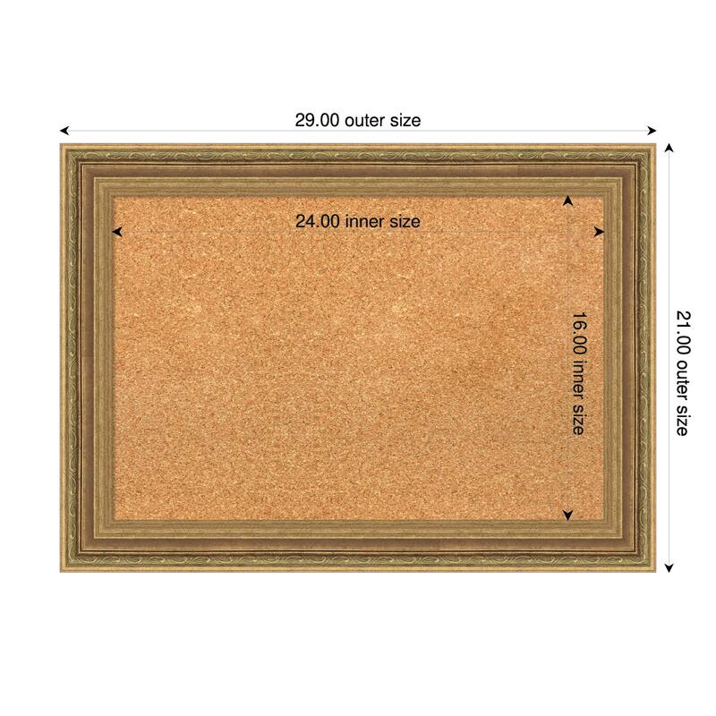 Elliot Gold Framed Cork Board - Bulletin Board, Organization Board, Pin Board - Natural - 29 x 21 in