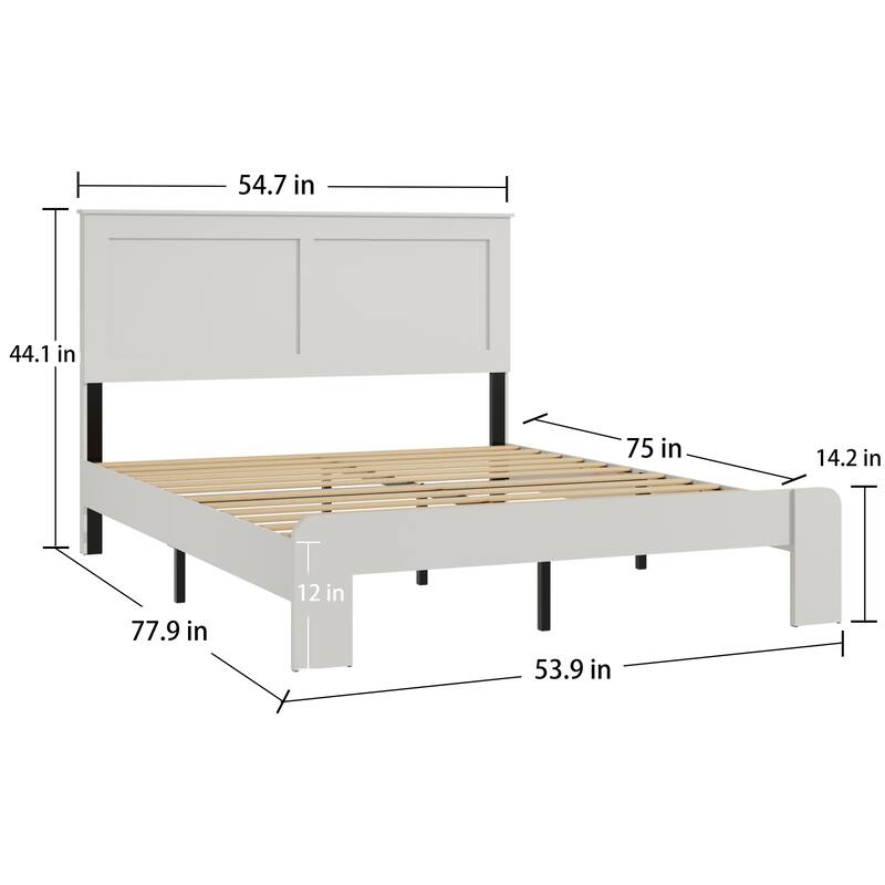 Wooden Platform Bed Frame with Large Under Bed Storage