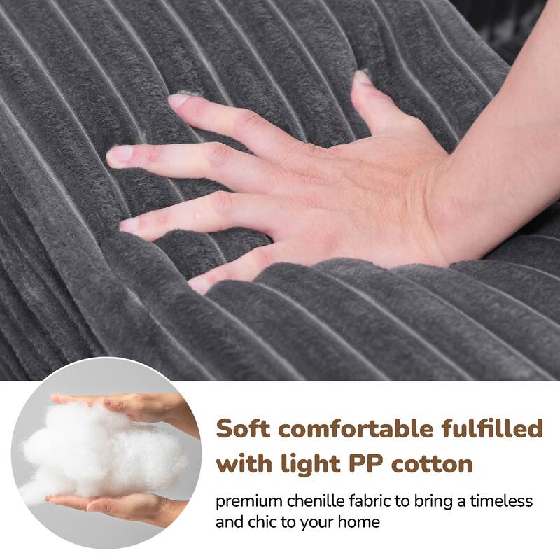 105" Gray L-Shaped Modular Sofa, Foam, 6 Pillows, Space-Saving (Right Chaise)