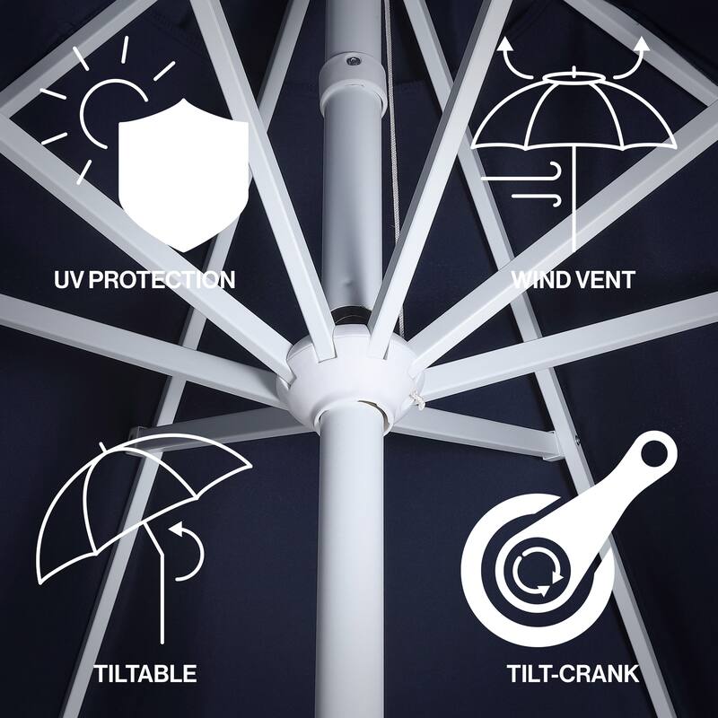 9ft Fringe Patio Umbrella Auto-Tilt, Crank, by JONATHAN Y