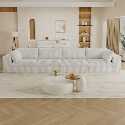 Corduroy Deep Seat Modular Sofa with Removable Down Fill Cushions