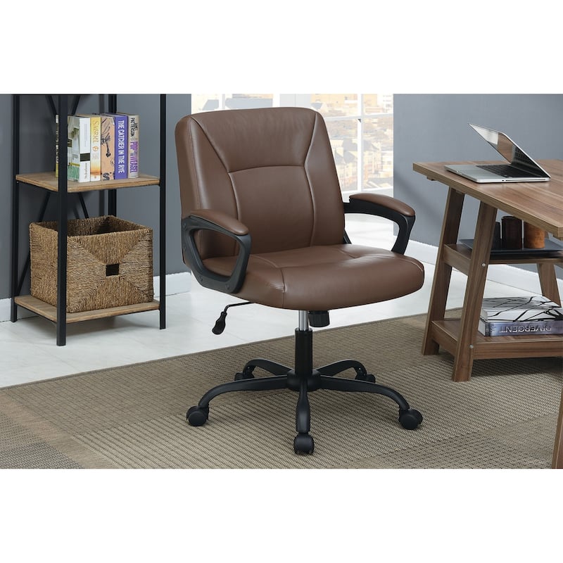 Relax Cushioned Adjustable Office Chair with Upholstered Seat and Back ,Comfort for Home & Desk - Brown