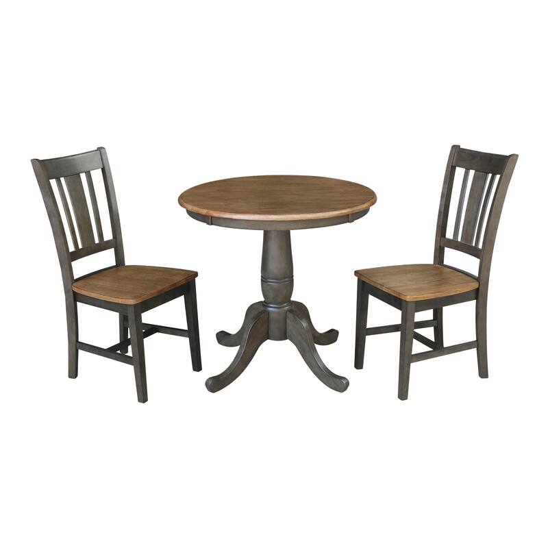 30" Round Top Pedestal Table With 2 San Remo Chairs - 3 Piece Set