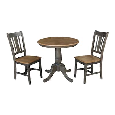 30" Round Top Pedestal Table With 2 San Remo Chairs - 3 Piece Set