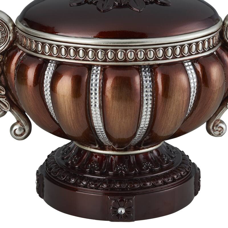 11.5" Tall" Delicata" Decorative Jewelry Box, Reddish Bronze with Silver Accents