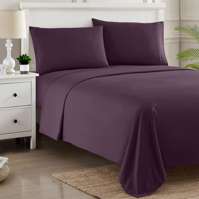 Sweet Home Collection Deep Pocket Soft Microfiber 4-Piece Solid Color Bed Sheet Set