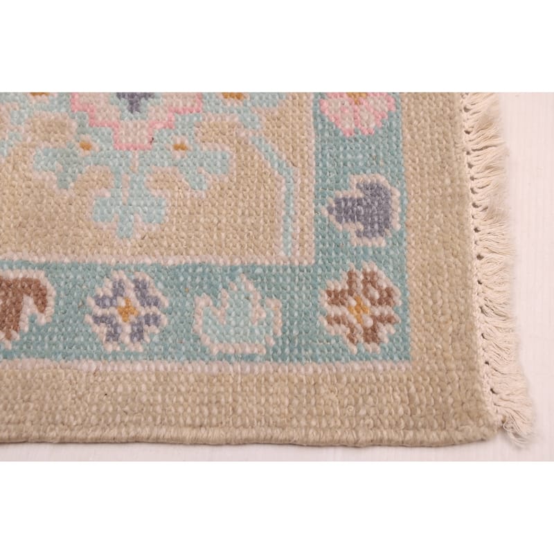 ECARPETGALLERY Hand-knotted Modern Oushak Light Khaki Wool Rug - 8'0 x 9'9