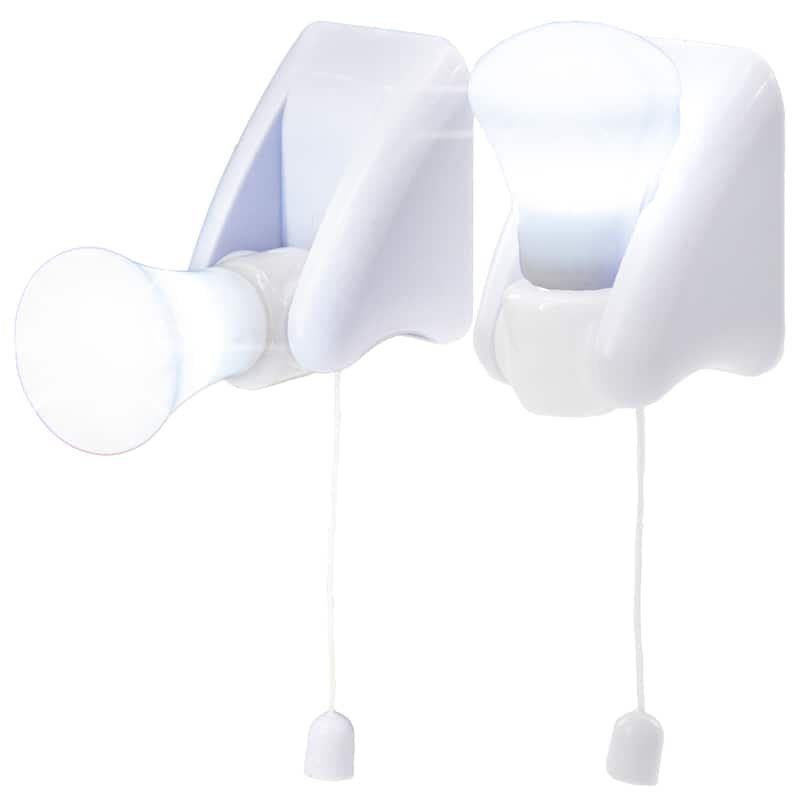 Wireless Battery LED Light Bulb - Portable, Cordless Stick Anywhere Light w/ Pull String & Slide Base - 2pc - white - regular - white - regular