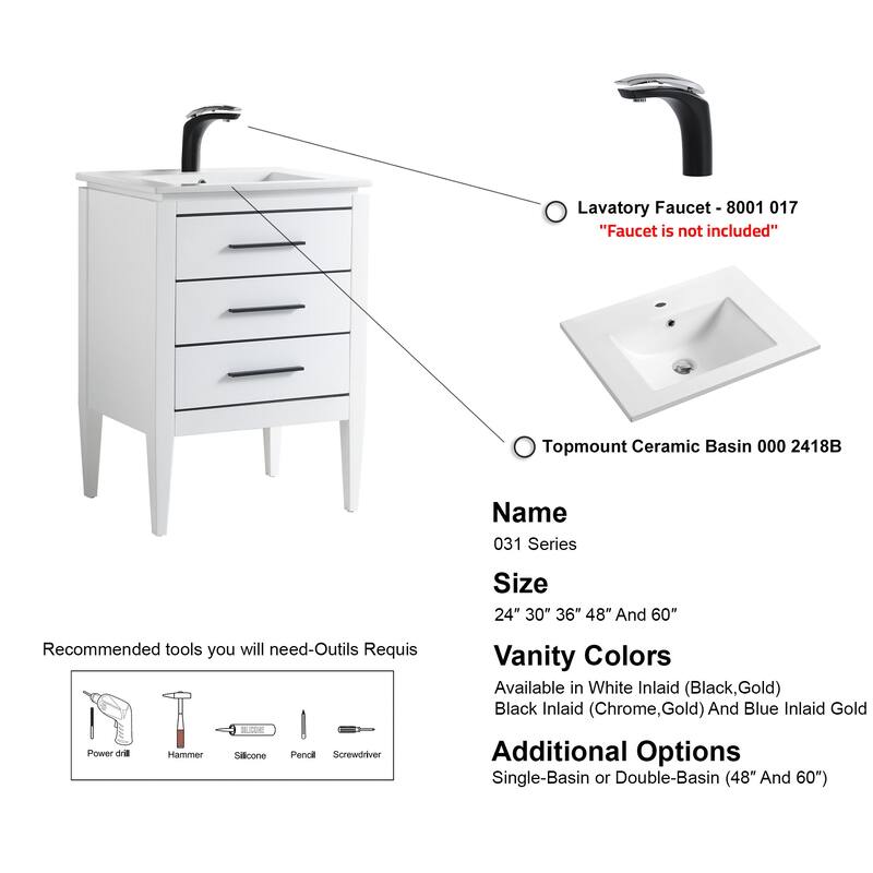 Ayer 24" Single Bathroom Vanity Set - 18D x 24W x 34H