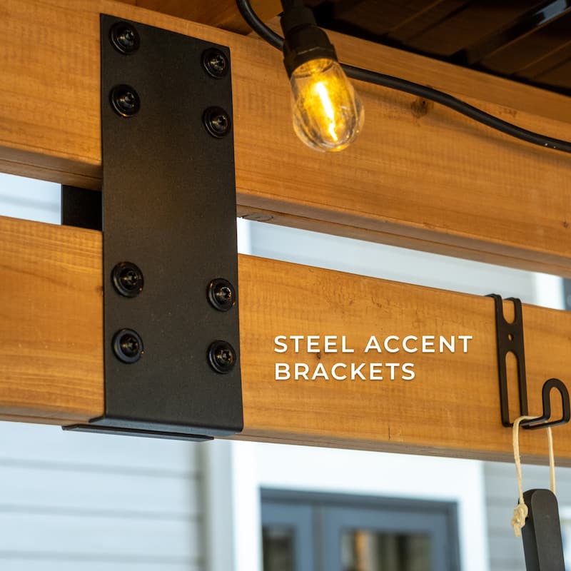 Backyard Discovery Saxony XL 12x6' Cedar Grill Gazebo with Steel Roof