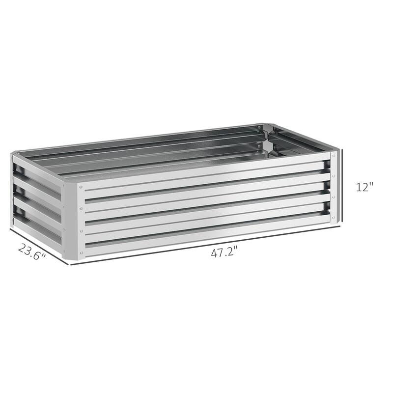 Outsunny Galvanized Raised Garden Bed, 4' x 2' x 1' Metal Planter Box, for Growing Vegetables, Flowers, Silver