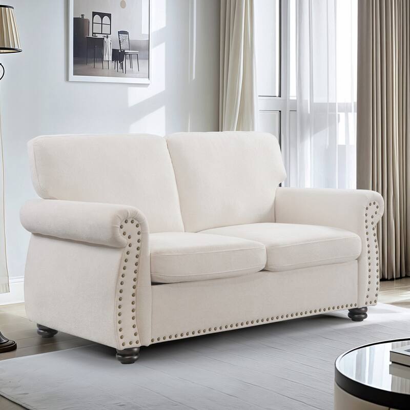 Velvet Loveseat, Upholstered 2 Seater Couch with High-Density Foam, Small Sofa Couch with Solid Wood Legs and Tufted Back