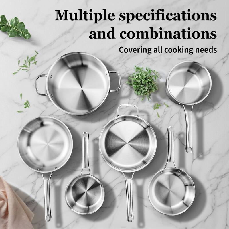 Stainless Steel Cookware Set Tri-Ply Pots And Pans Set With Lids