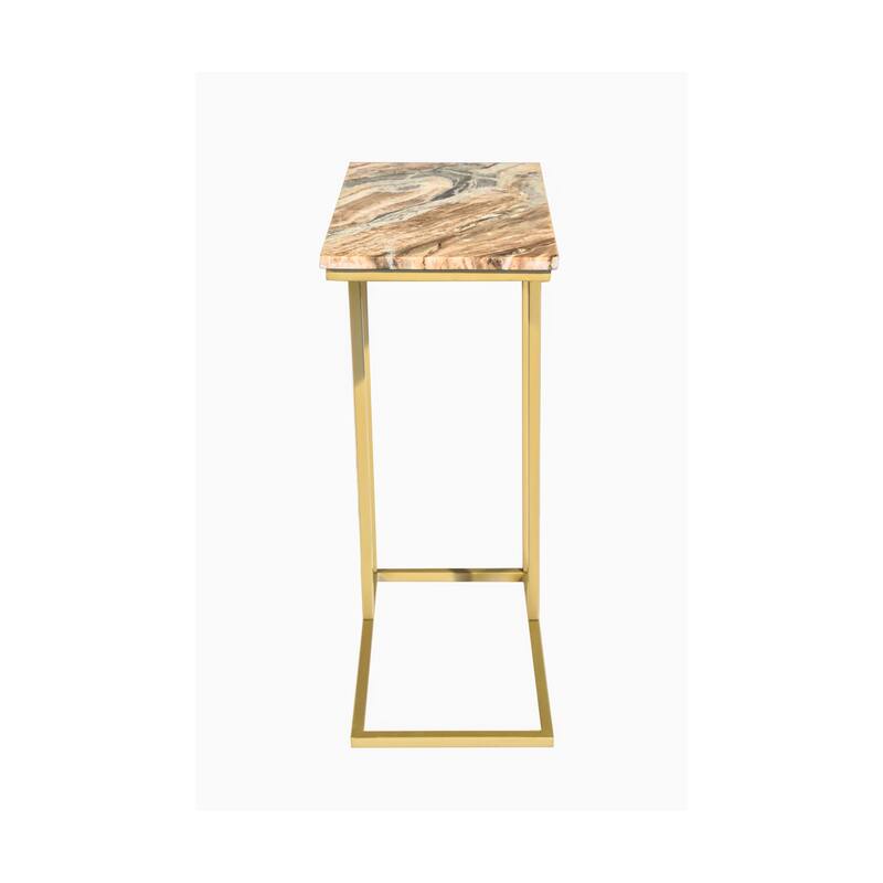 Marble "C" Table For Living Room Set Of 1 With Metal Frame-24 Inch Height