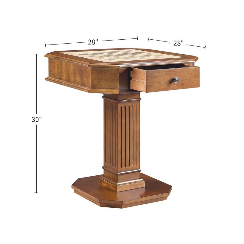 2 Drawers Wooden Game Table with Reversible Game Tray in Black