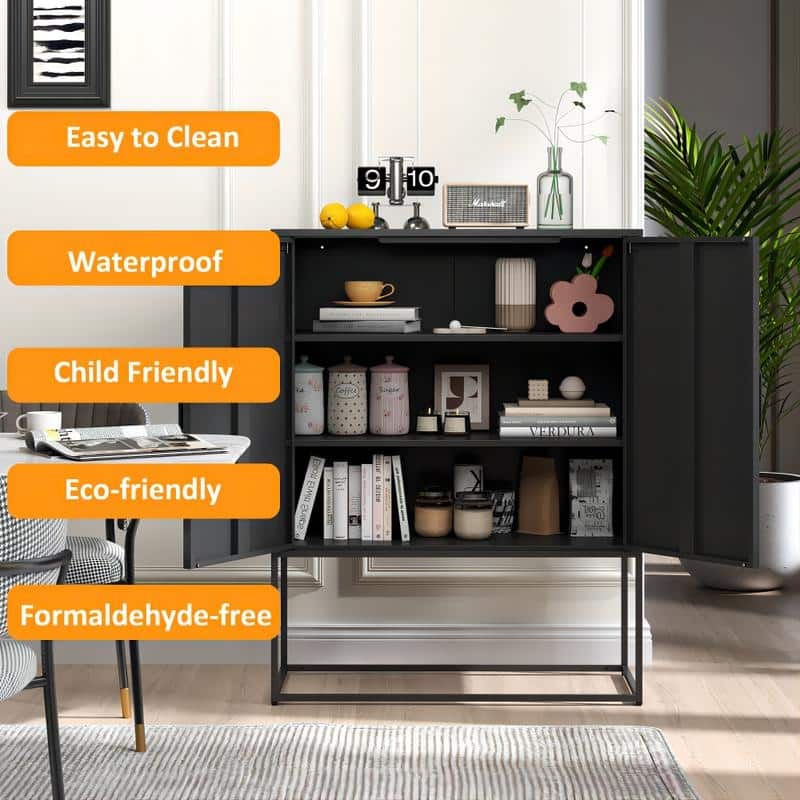 Modern Steel Storage Cabinet,Heavy Duty Buffet Sideboard with Adjustable Shelves