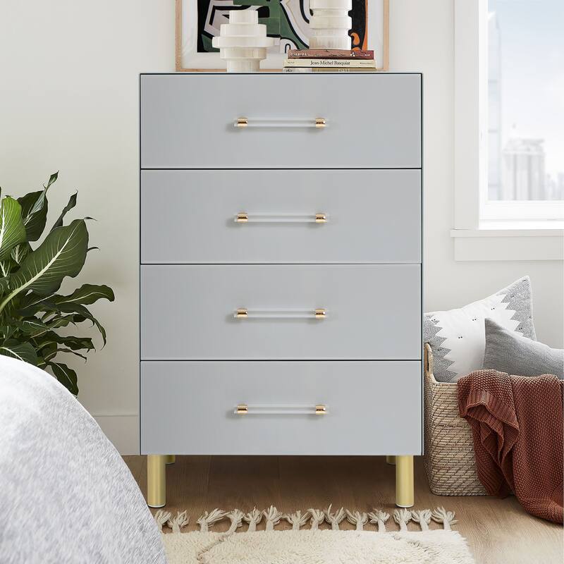 Modern Light Gray 37.3" Tall 4-Drawer Chest