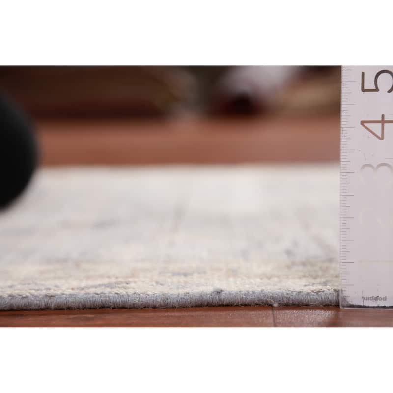 Hand Knotted Oriental 100% Wool Carpet Transitional All-Over Greys & Charcoal Oushak Runner Rug - 12' 1'' X 3' 0''