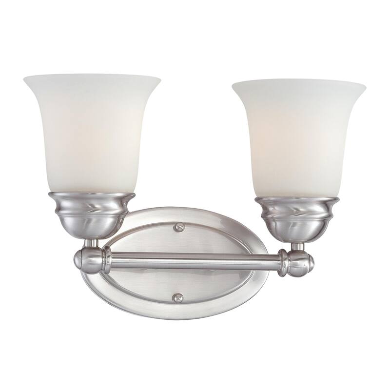 Elk Home Bella Brushed Nickel With White Glass 2 Light Vanity Light