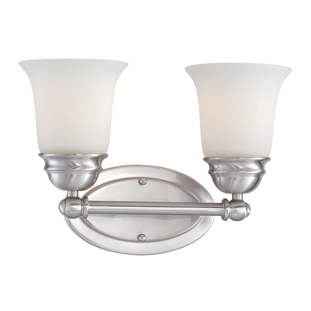 Elk Home Bella Brushed Nickel With White Glass 2 Light Vanity Light