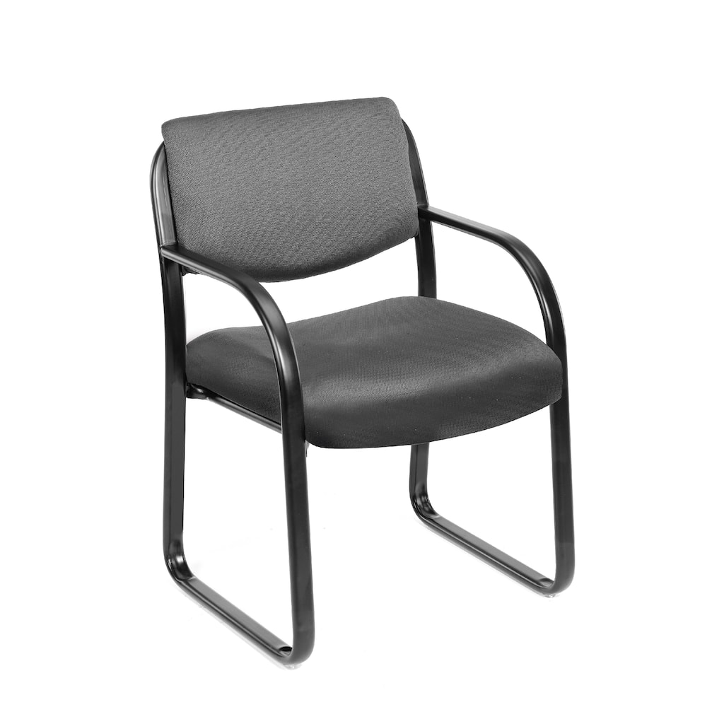 Kris Guest Armchair with Sled Base, Steel, Gray Performance Polyester