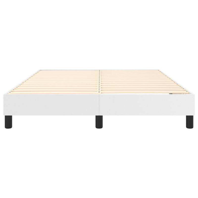 Yeri Full Size Bed Frame, White Faux Leather, Low Profile Legs
