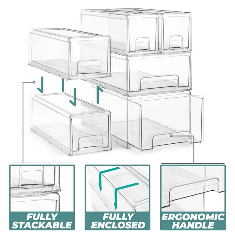 Sorbus Large Clear Stackable Storage Drawers with Handles 2 Pack