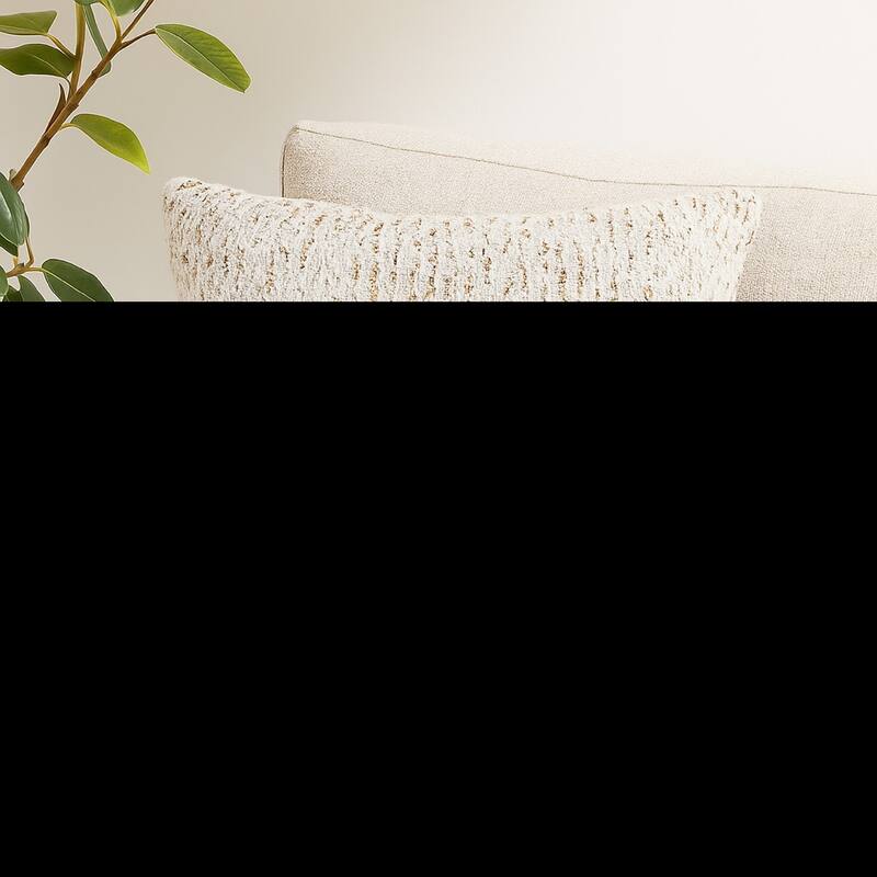 Lora Square Accent Throw Pillow, 20 Inch, Abstract Gold Stripes, Ivory