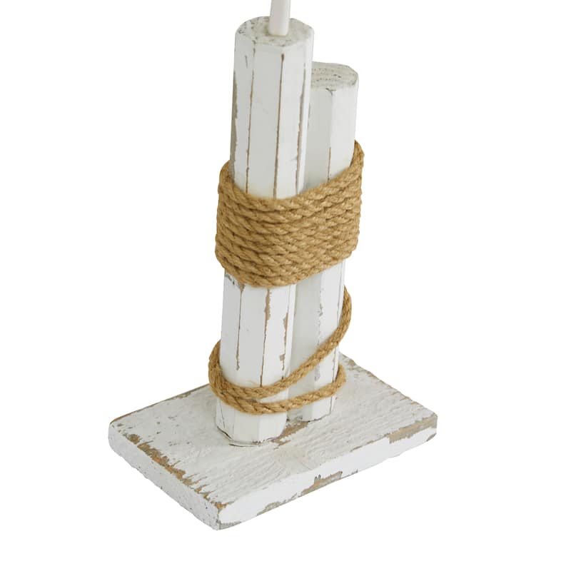 White Wood Bird Decorative Sculpture - 12 x 3 x 21