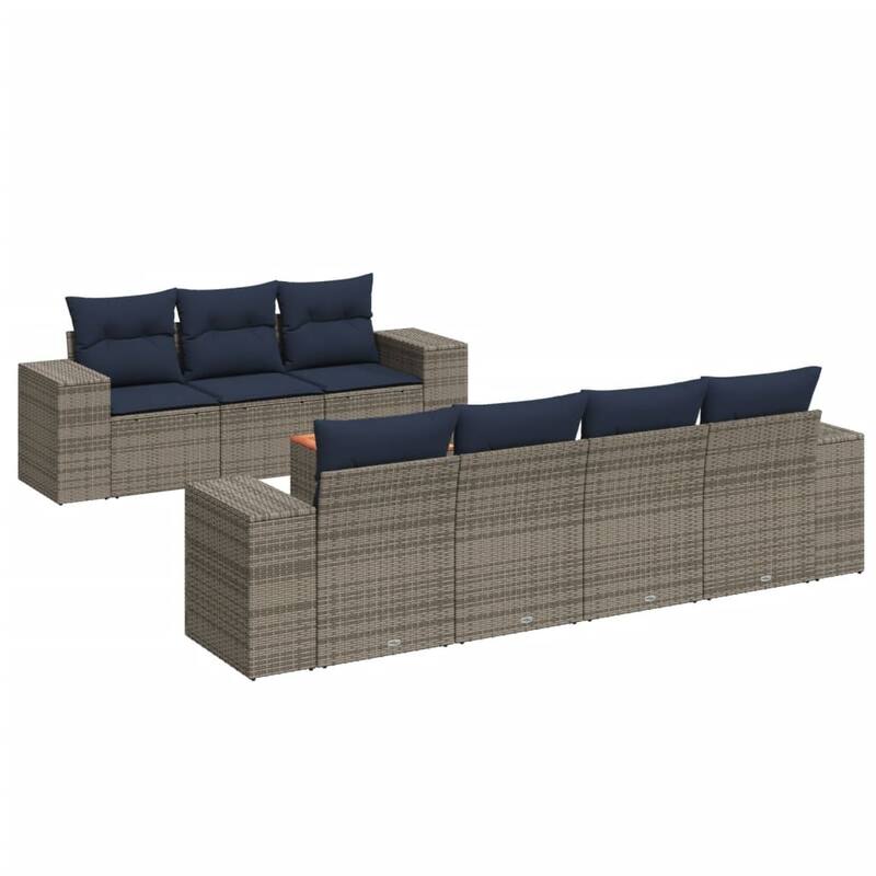 vidaXL Patio Sofa Set with Cushions Outdoor Furniture 8 Piece Poly Rattan - 21.7x 24.4x 27.2